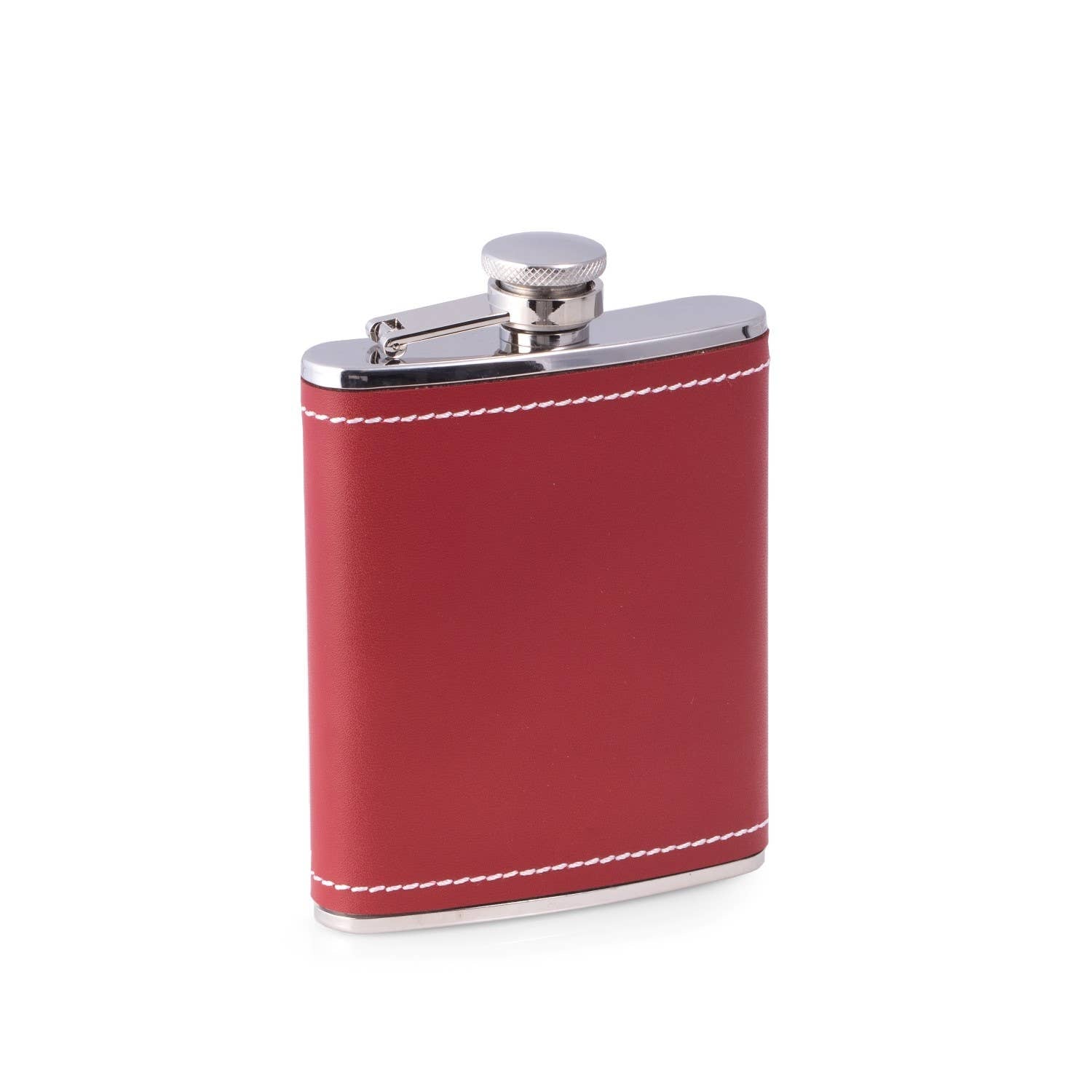 6 oz. Stainless Steel Red Leather & White Stitch Flask: Red – Base Camp ...