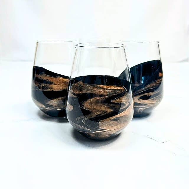 Resin Coated Entertaining Glasses (Set of 4): Onyx