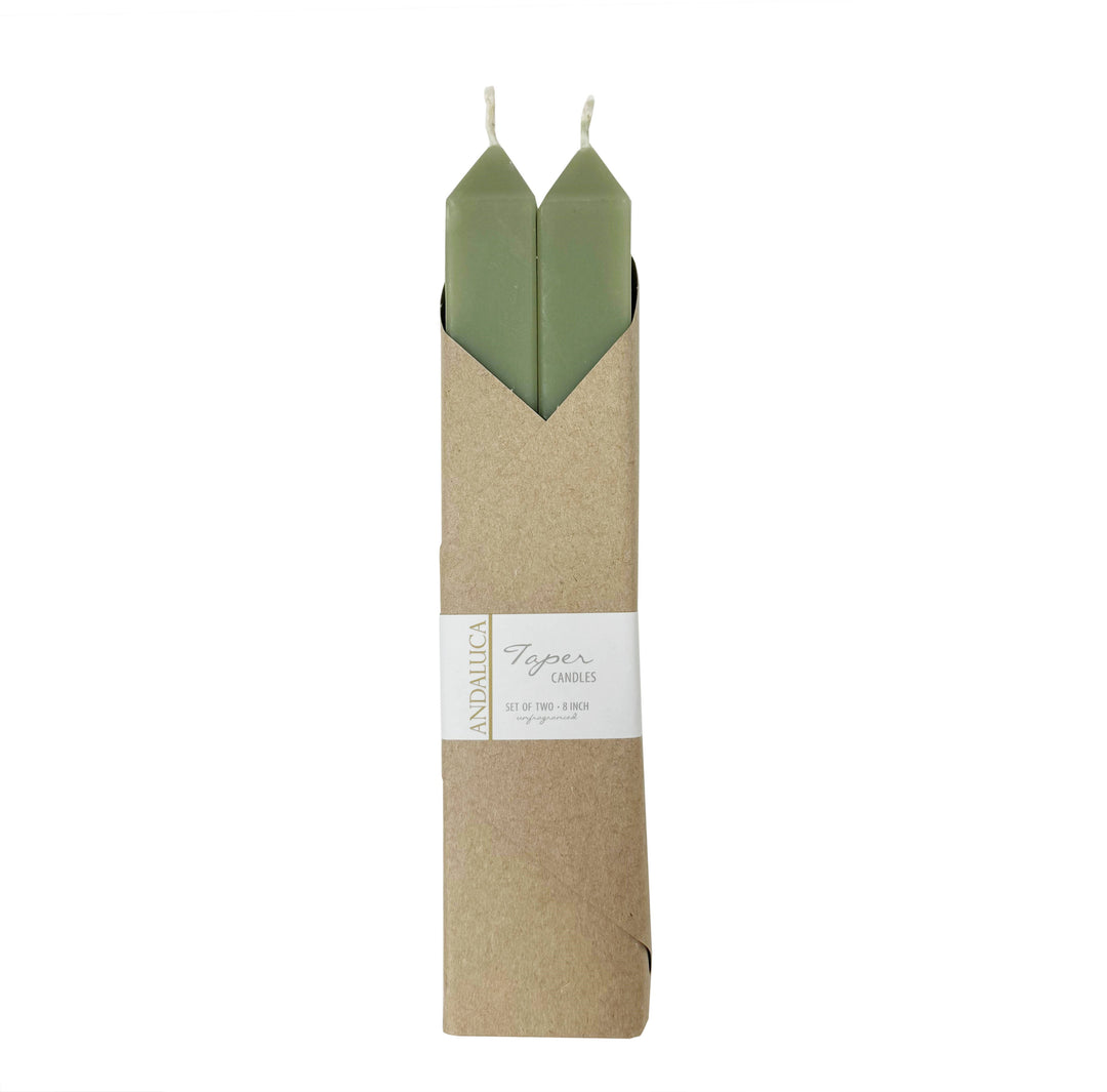 Green Square Taper Candles (Set of 2)