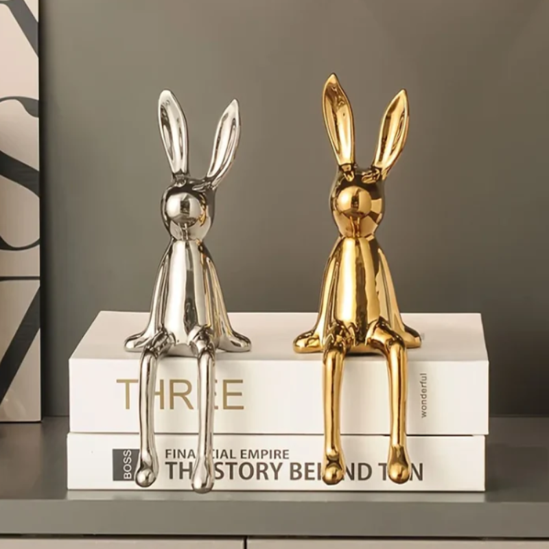 Long-Eared Sitting Rabbits: Gold