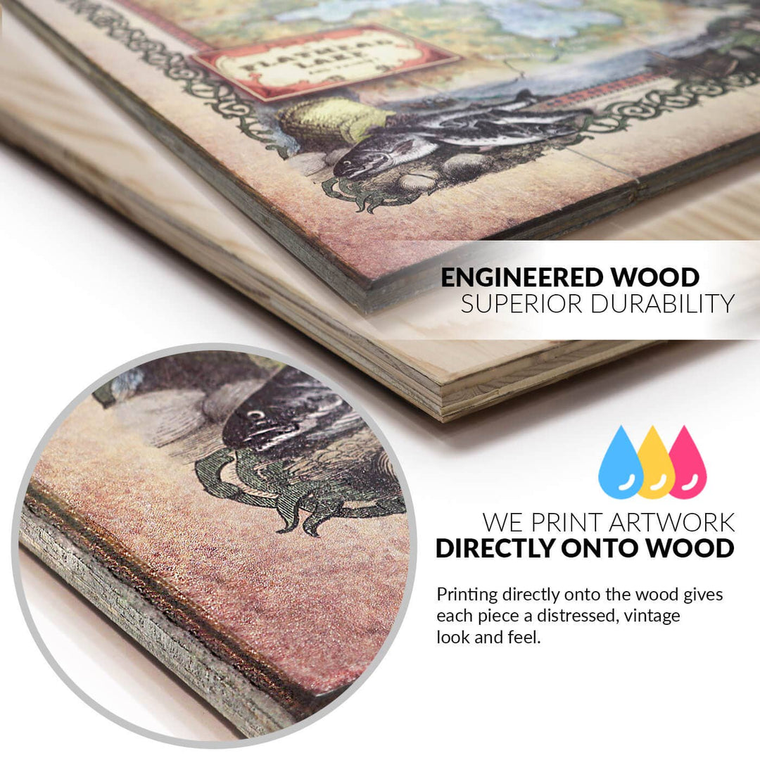 Lake Coeur d'Alene, Idaho - Wood & Metal Wall Art: Wood / 28" x 38"