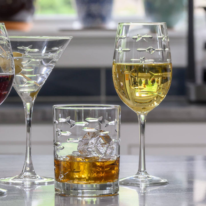 School of Fish Double Old Fashioned Glass 13oz (Set of 2)