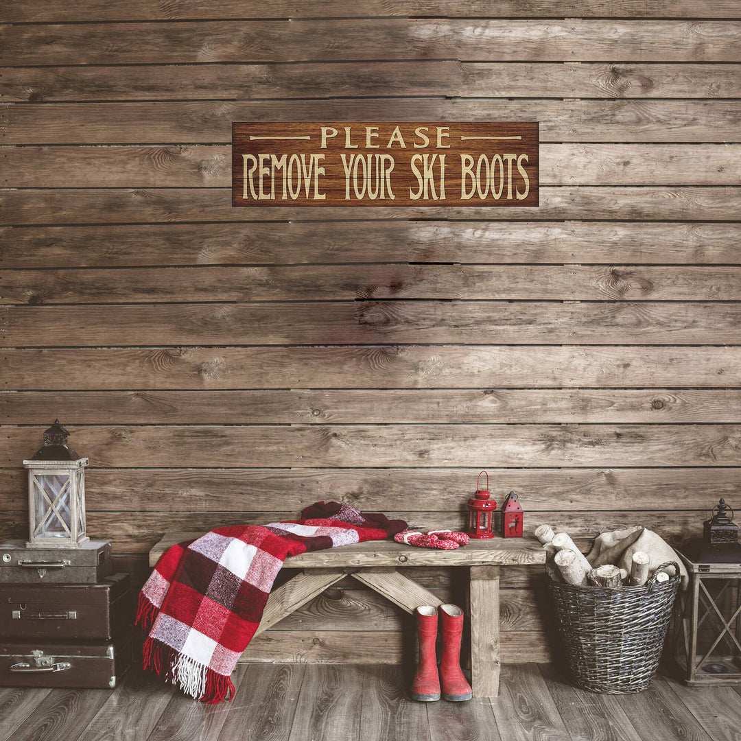 Please Remove Boots: Generic - Wood & Metal Wall Art: Wood / 36" x 10.5"
