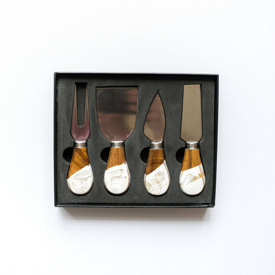 Resin Coated Cheese Knife Set: Gold Quartz