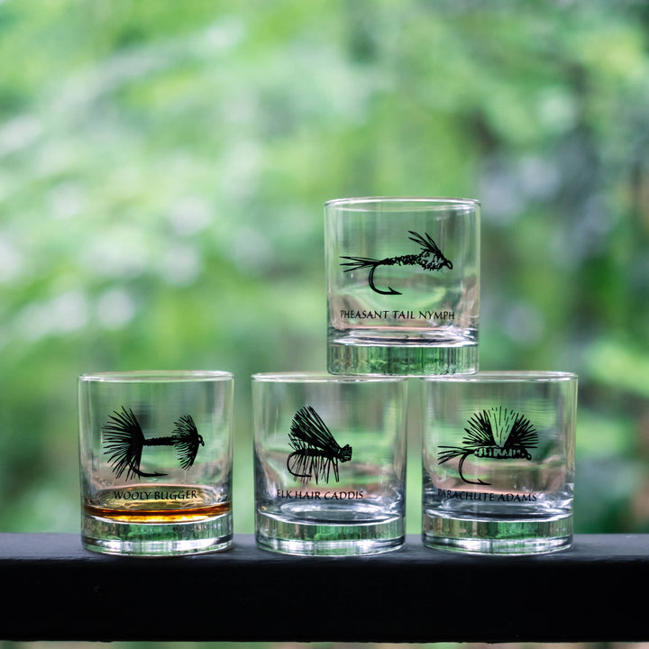 Fly Fishing Rocks Glass: Assorted