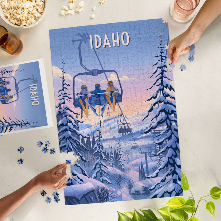 1000 Piece Puzzle - Idaho, Chill on the Uphill, Ski Lift