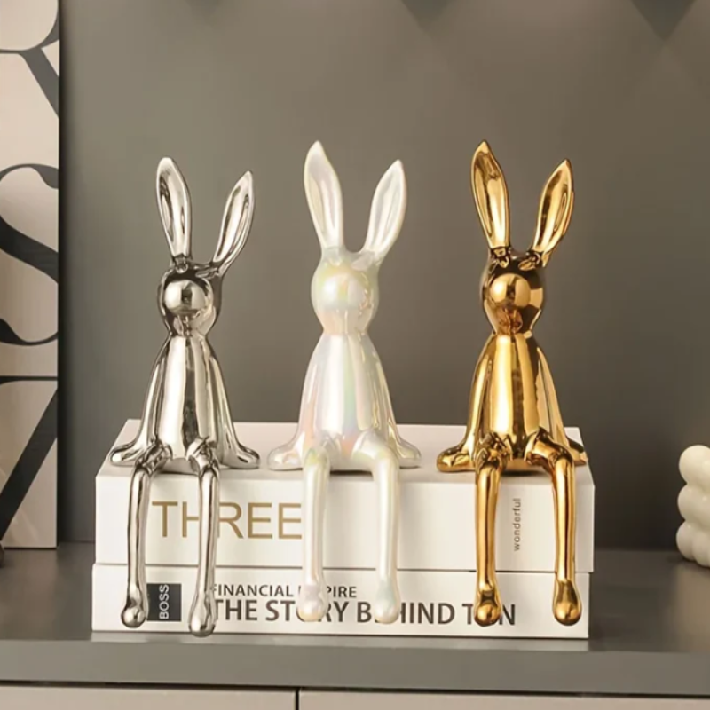 Long-Eared Sitting Rabbits: Silver