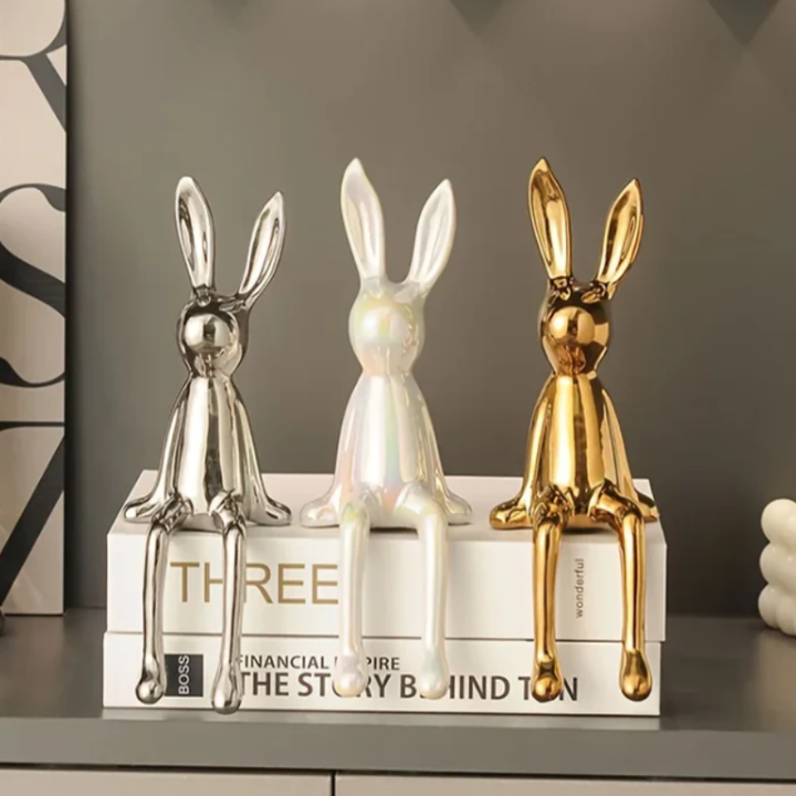 Long-Eared Sitting Rabbits: Silver