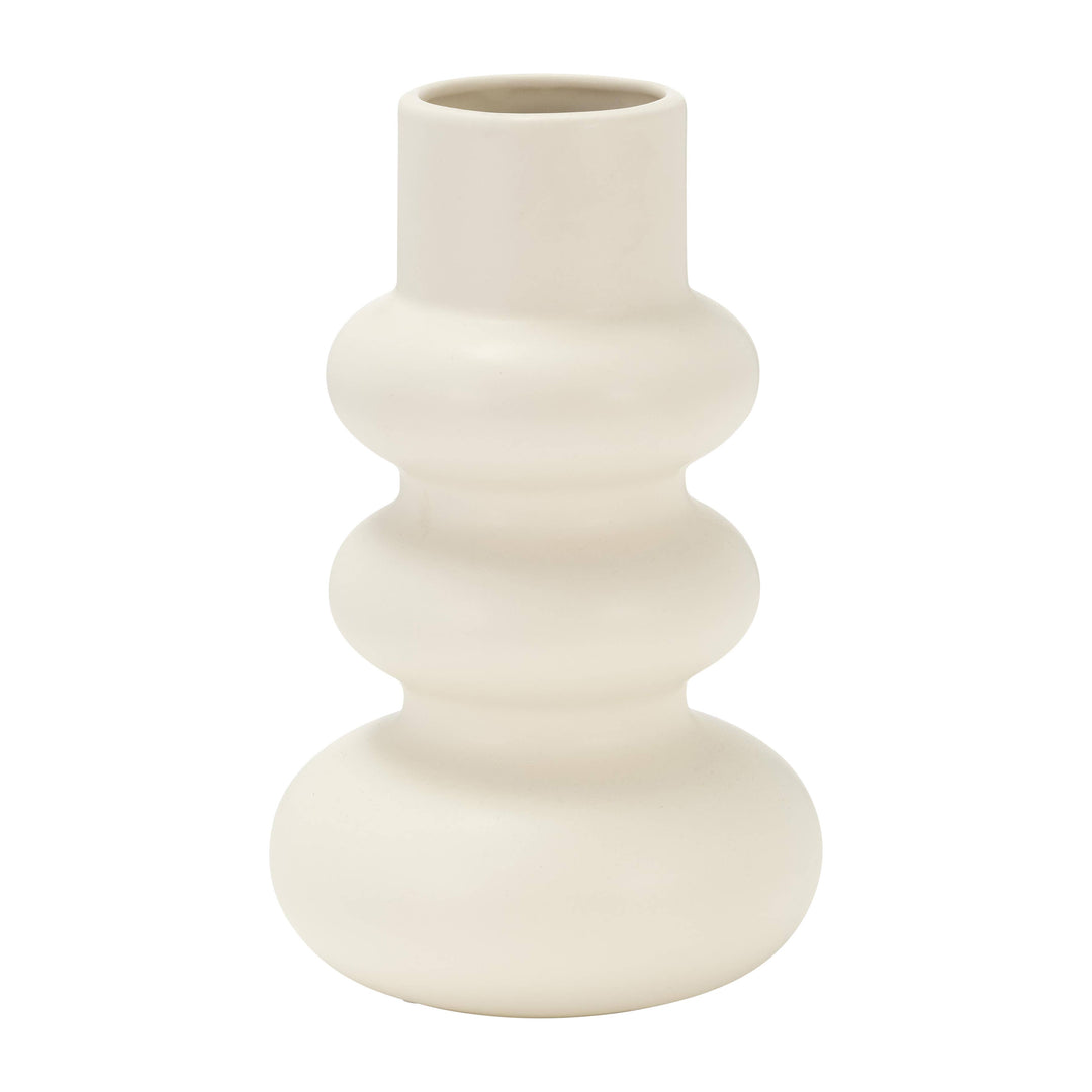 Decorative Vase - Ivory Ceramic Stacked Spheres, 10 in.