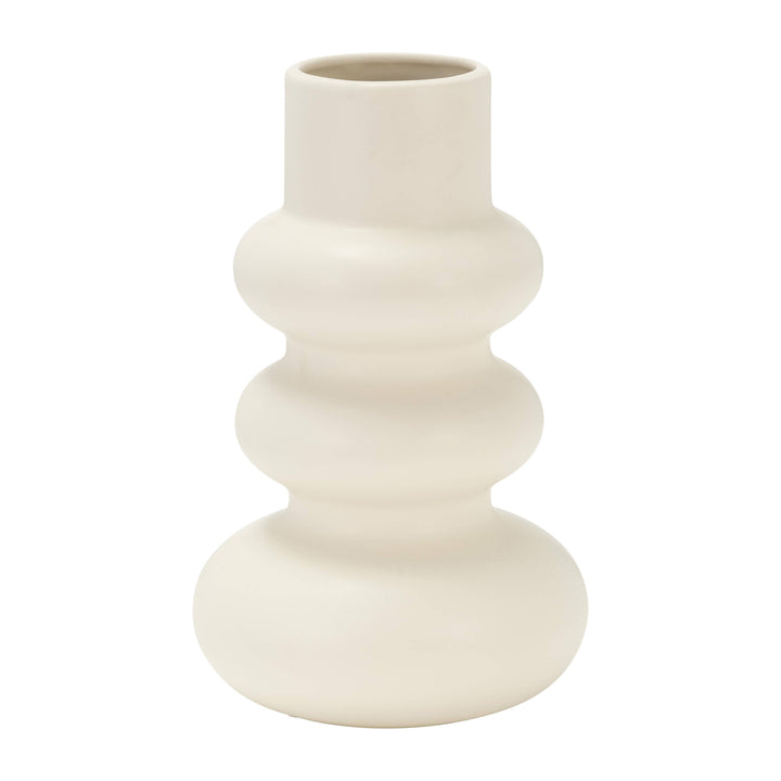 Decorative Vase - Ivory Ceramic Stacked Spheres, 10 in.