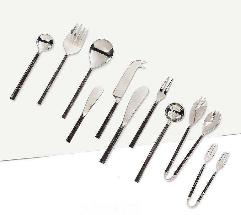 Rustic Blk Salad Tongs-10"L