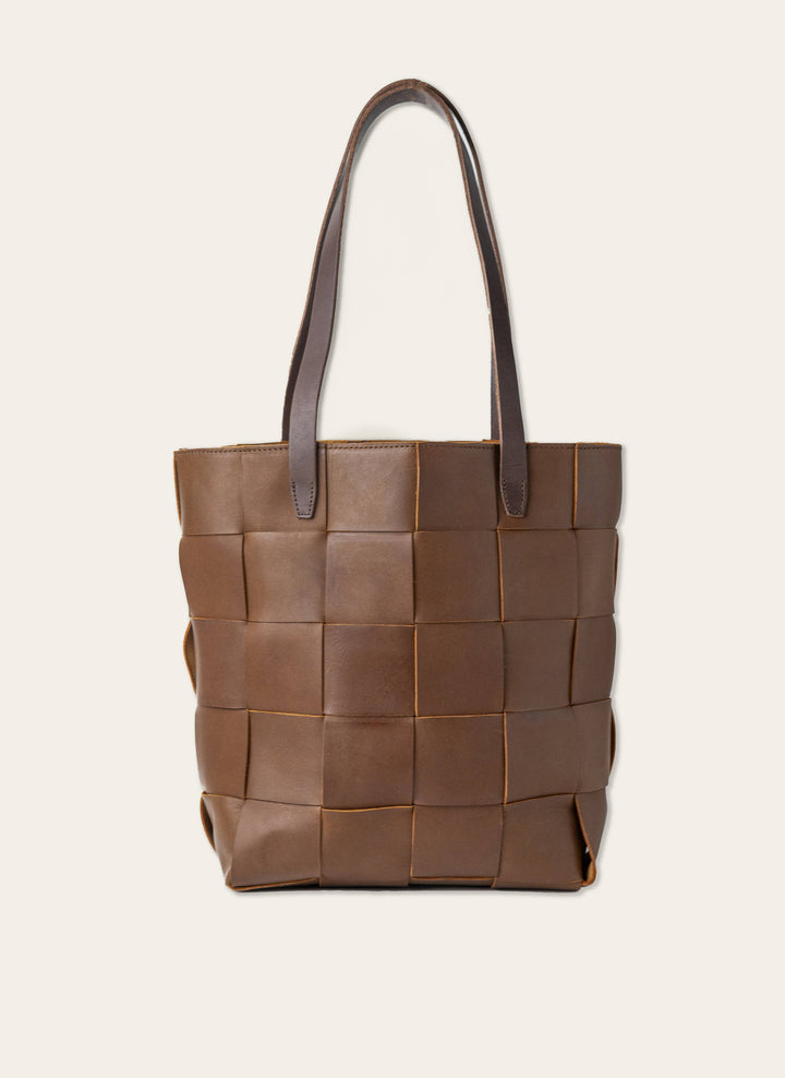 Woven Leather Tote: Black