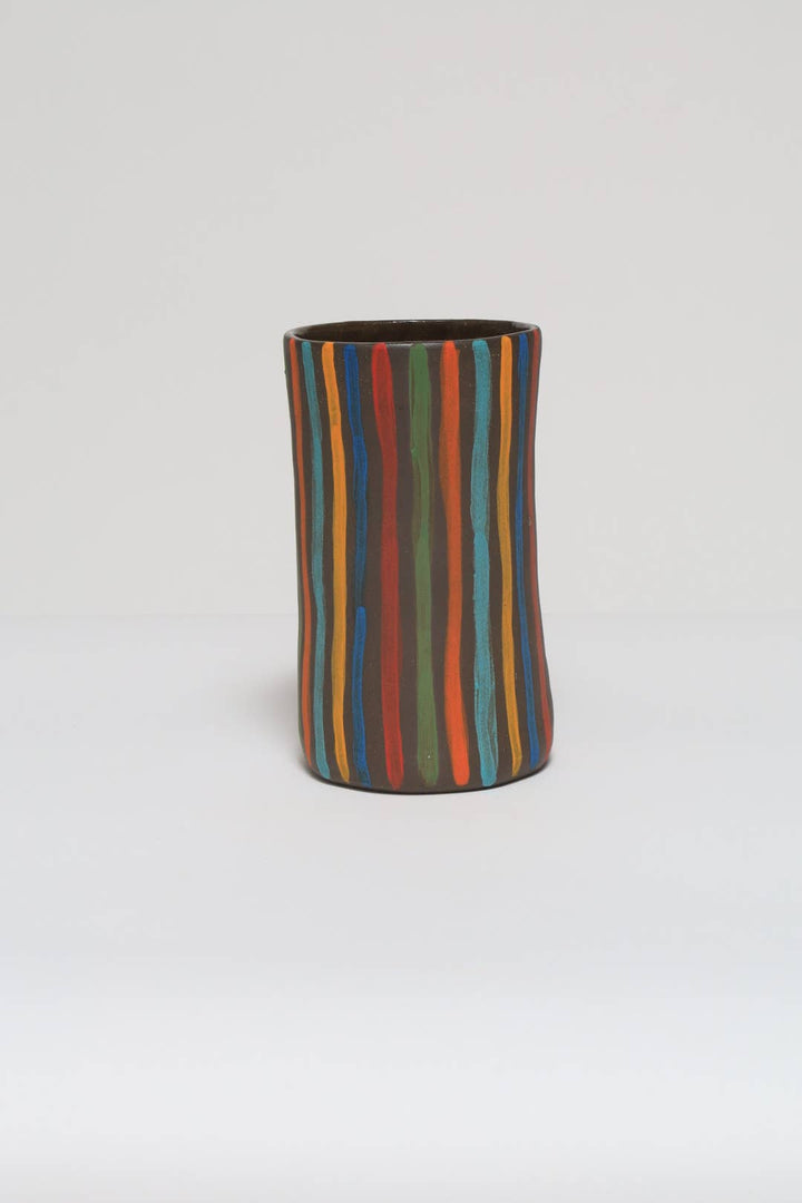 Striped vase : White rainbow / Large