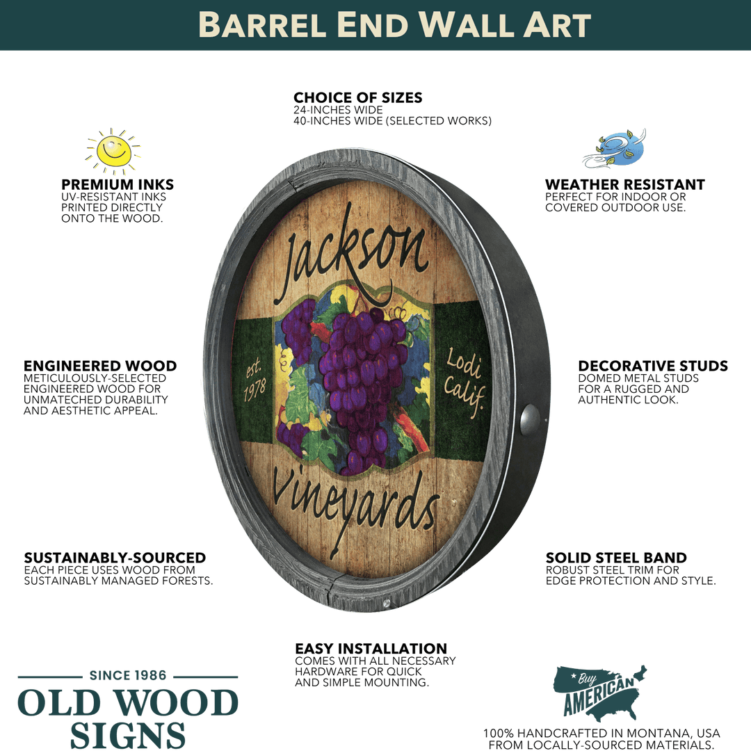Twin Lakes, Idaho on a Barrel End: Wood / 24" x 24"