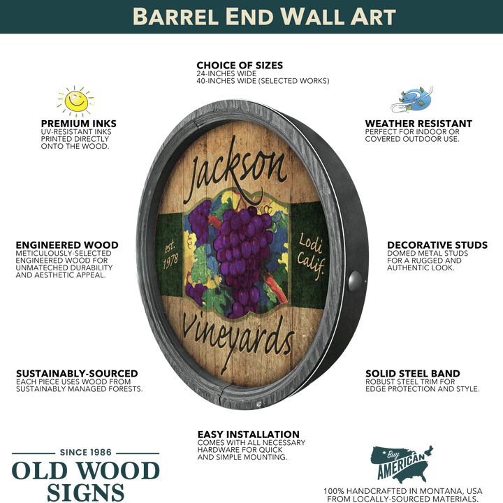 Twin Lakes, Idaho on a Barrel End: Wood / 24" x 24"