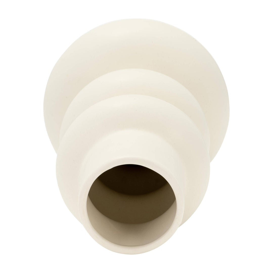 Decorative Vase - Ivory Ceramic Stacked Spheres, 10 in.