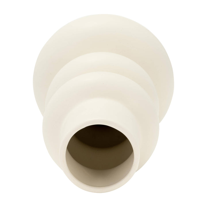 Decorative Vase - Ivory Ceramic Stacked Spheres, 10 in.