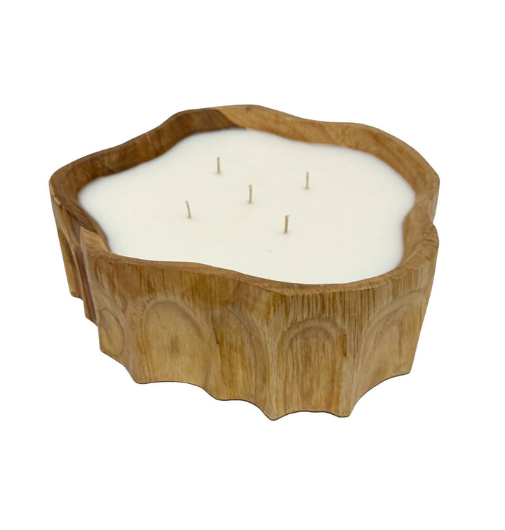 Large Teak Organic Bowl Candle