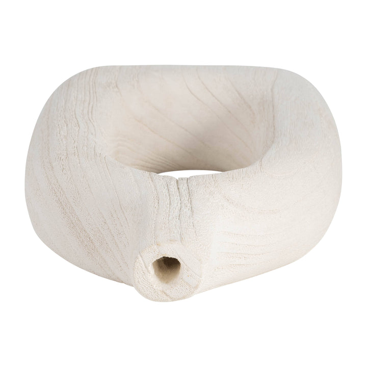 Paulownia Wood Abstract Cut-Out Vase - White, 14 in.