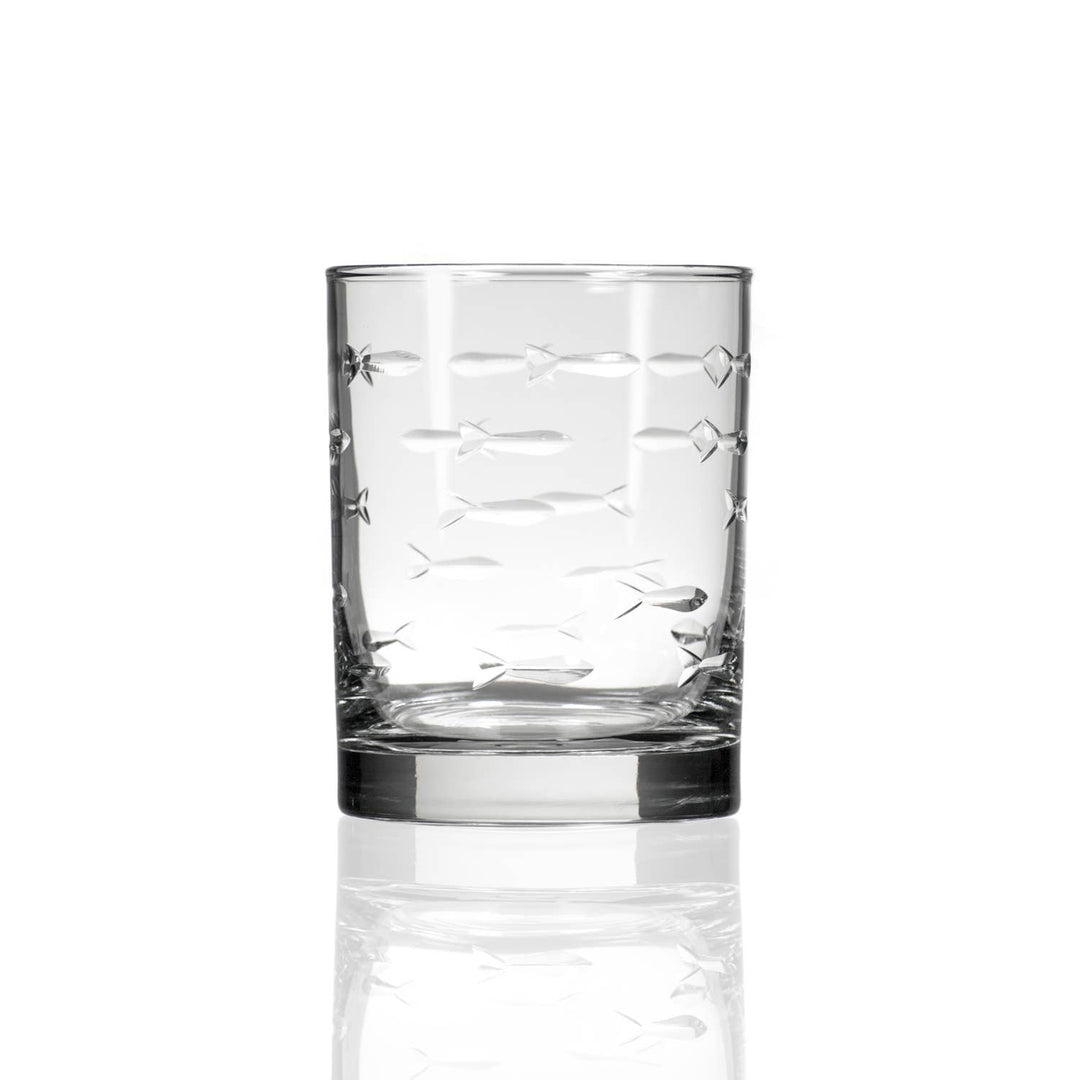 School of Fish Double Old Fashioned Glass 13oz (Set of 2)