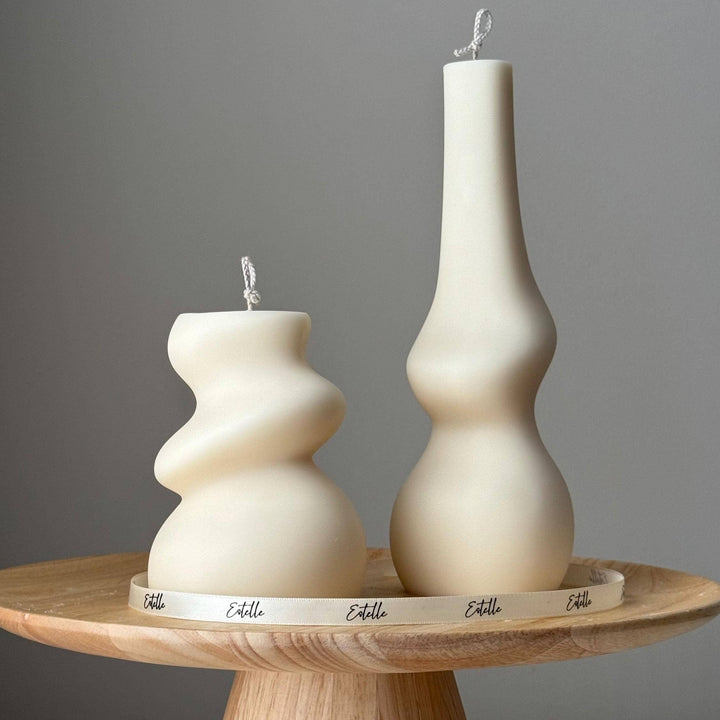 Irregular Pillar Candle Duo: Cream / Unscented