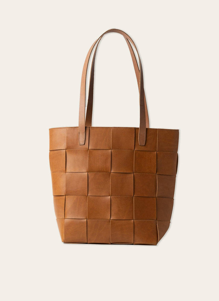 Woven Leather Tote: Black