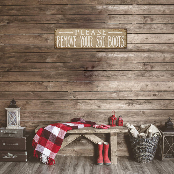 Please Remove Boots: Generic - Wood & Metal Wall Art: Wood / 36" x 10.5"