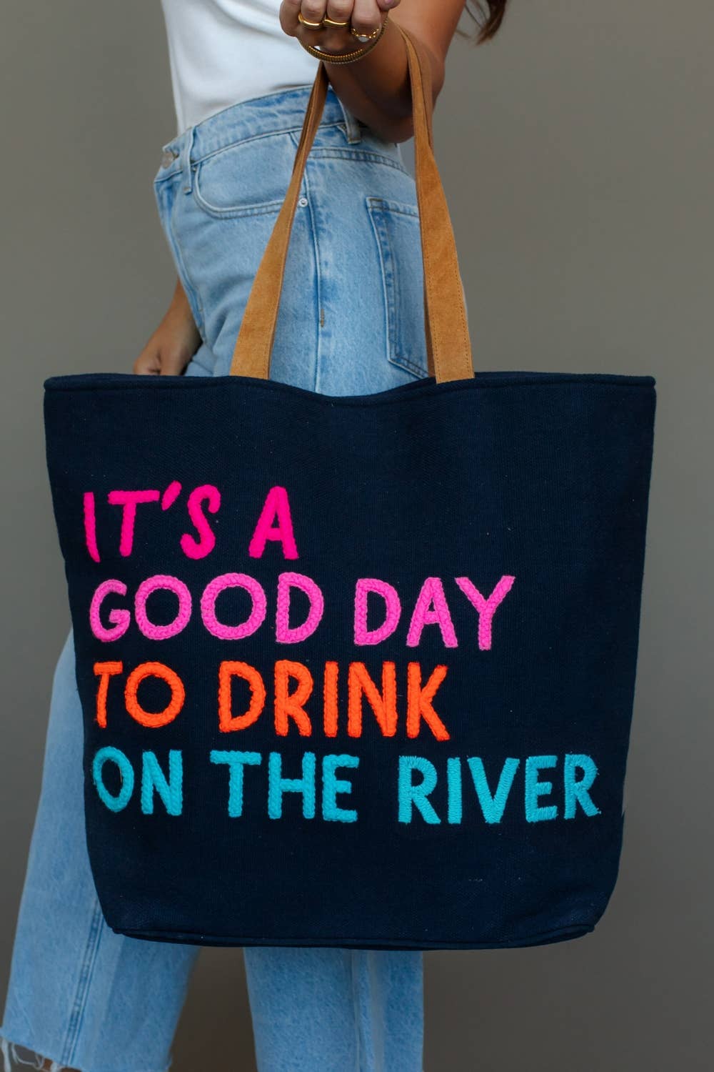 Navy Drink On The River Tote