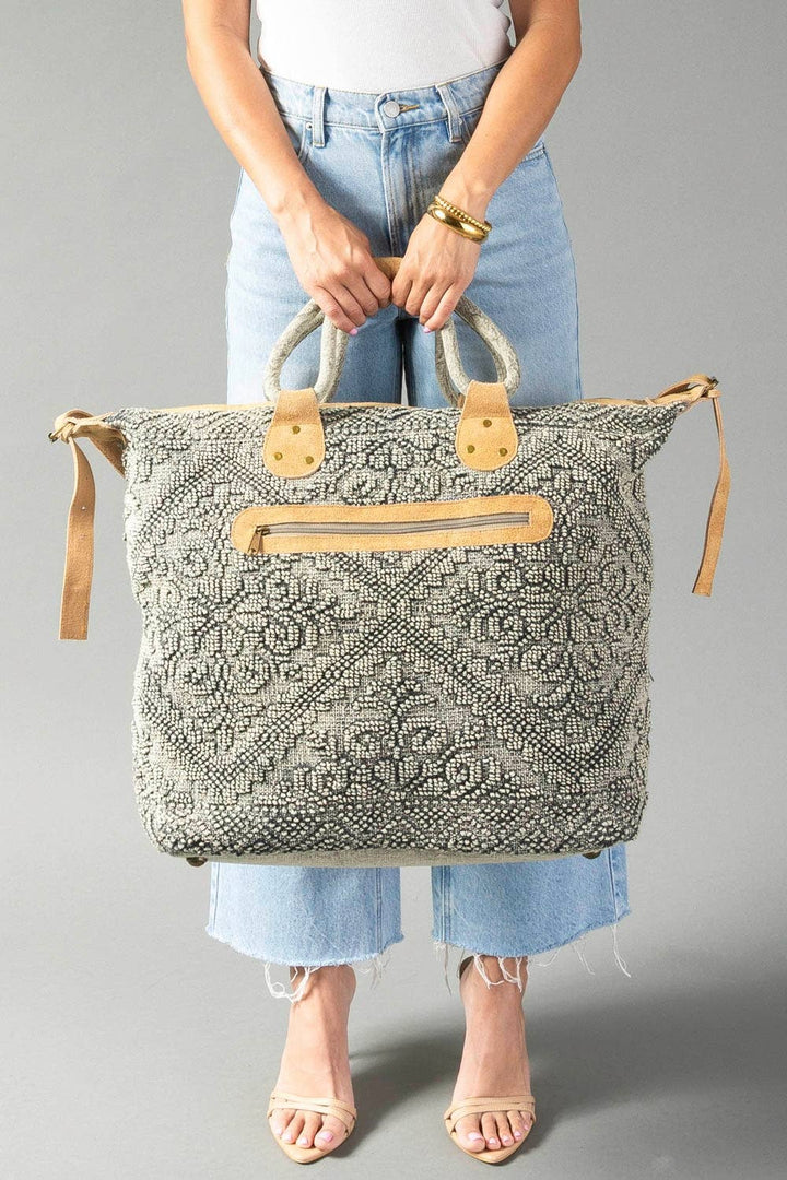 Sage Vintage Inspired Textured Tote
