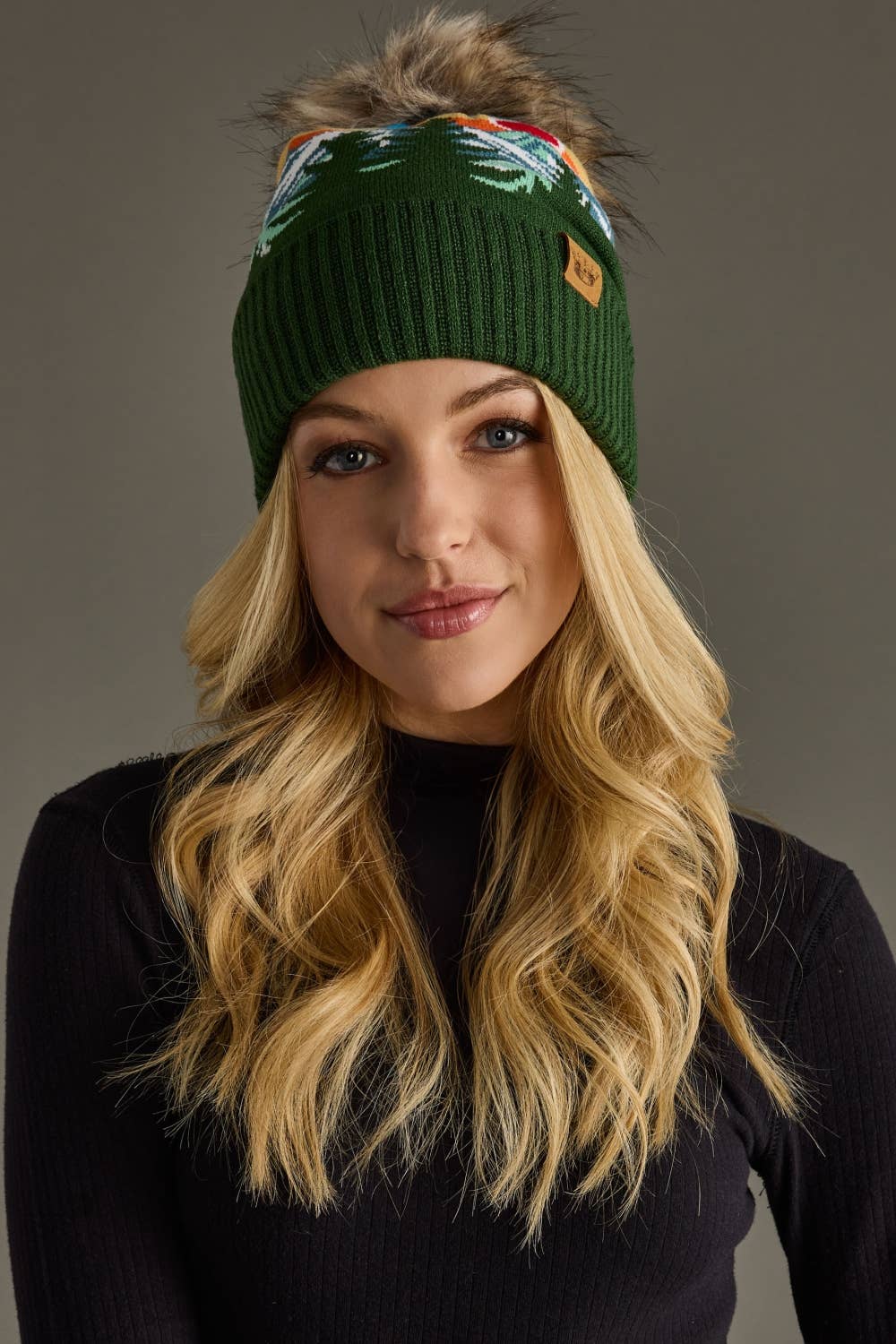 Olive Sunrise Landscape Pom Hat