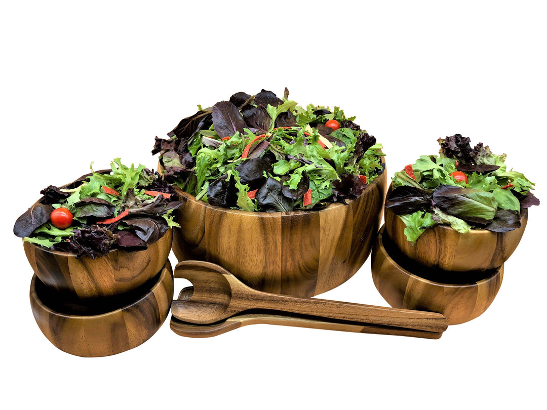 7 Pc - Large Salad Bowl w Servers & 4 Ind - 332B-7