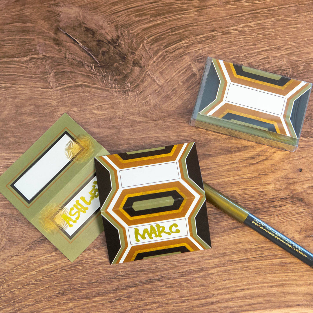 Hexagon and Star Double Sided Place Cards Boxed Set of 12