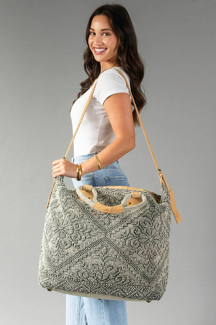 Sage Vintage Inspired Textured Tote
