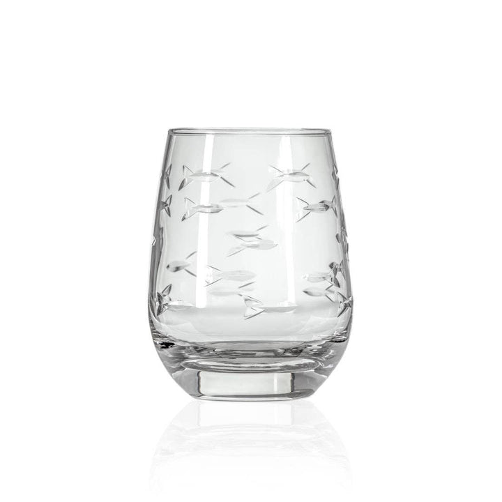 School of Fish 15oz Clear Stemless Wine Tumbler Glass