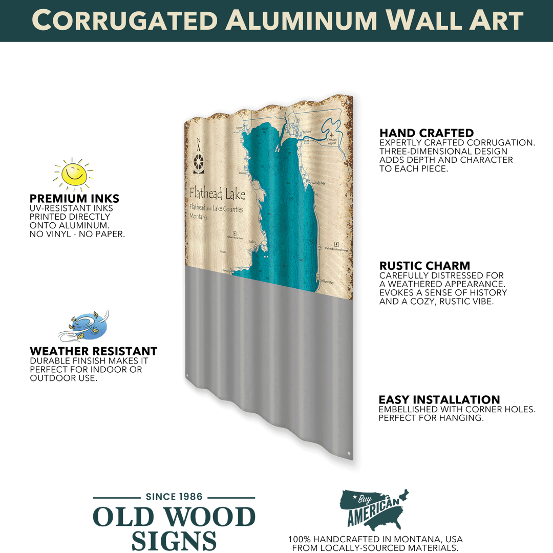 Priest Lake, Idaho - Corrugated Metal Wall Art: Corrugated Aluminum / 22.25" x 31.5"