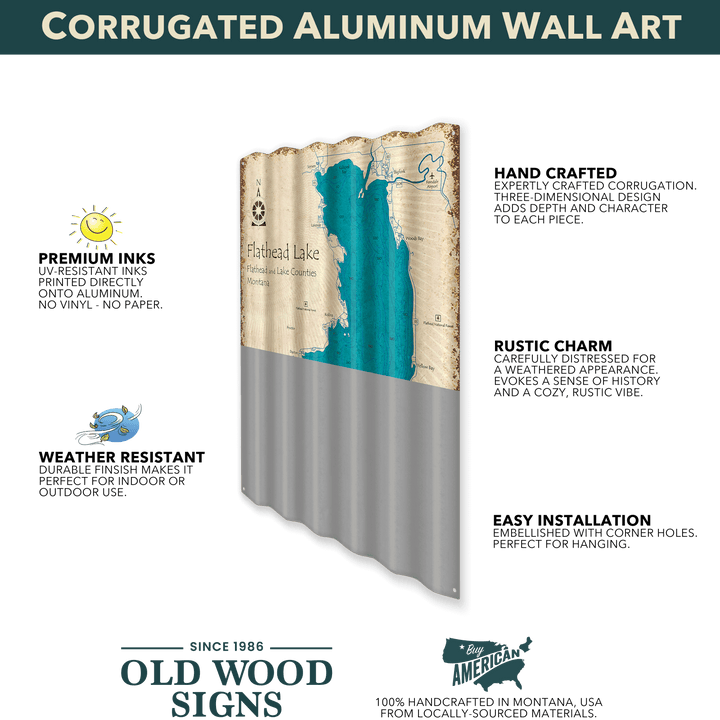 Priest Lake, Idaho - Corrugated Metal Wall Art: Corrugated Aluminum / 22.25" x 31.5"