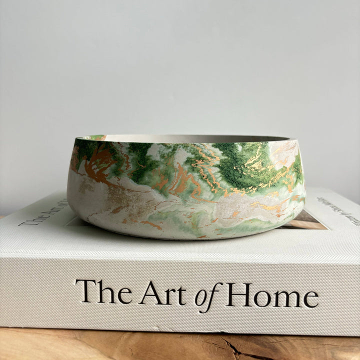 Daza - Decorative Concrete Bowl | Centerpiece Bowl : Green Fusion Marble