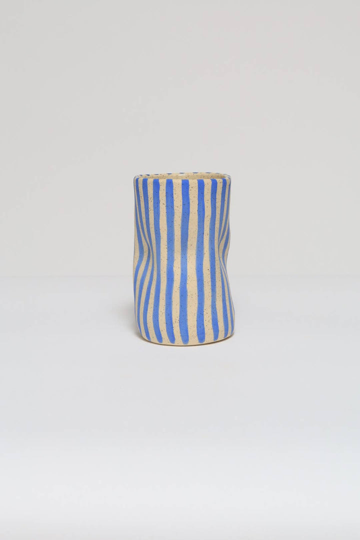 Squished Striped vase: Yellow / Small