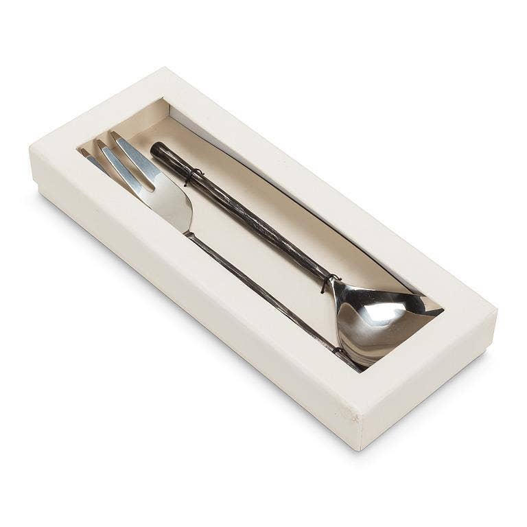 Rustic Black Salad Servers-11"L