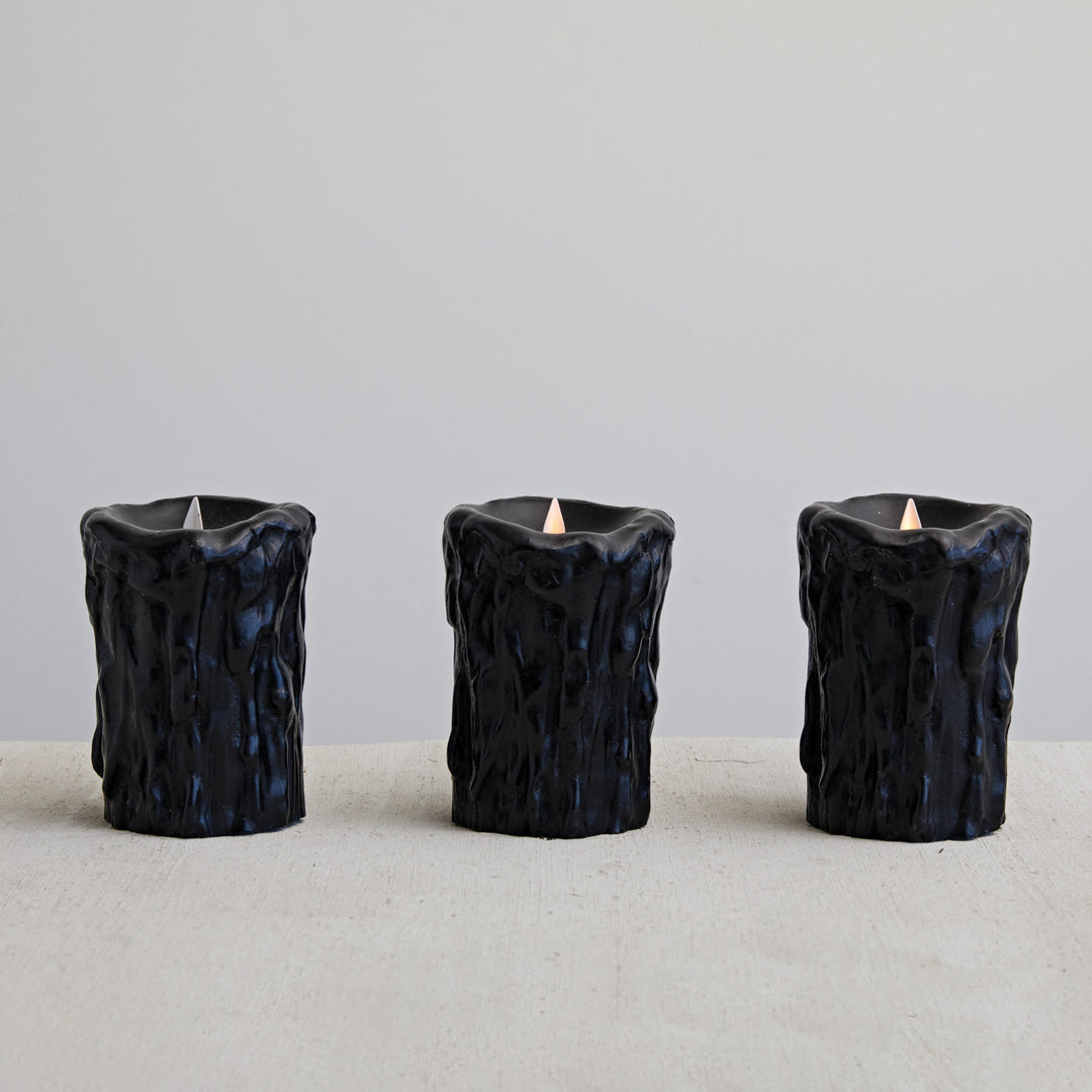 Flameless LED Wax Pillar Candle w/ 6 Hour Timer, Black