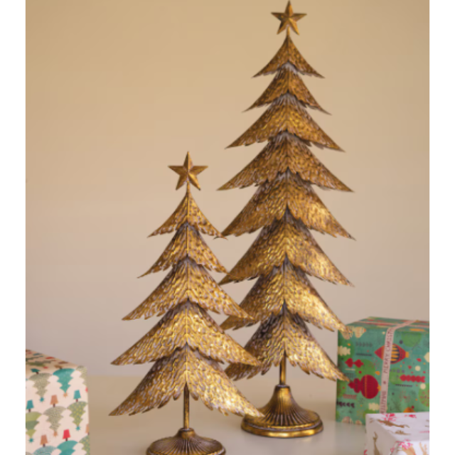 Antique Gold Christmas Trees (Set of 2)