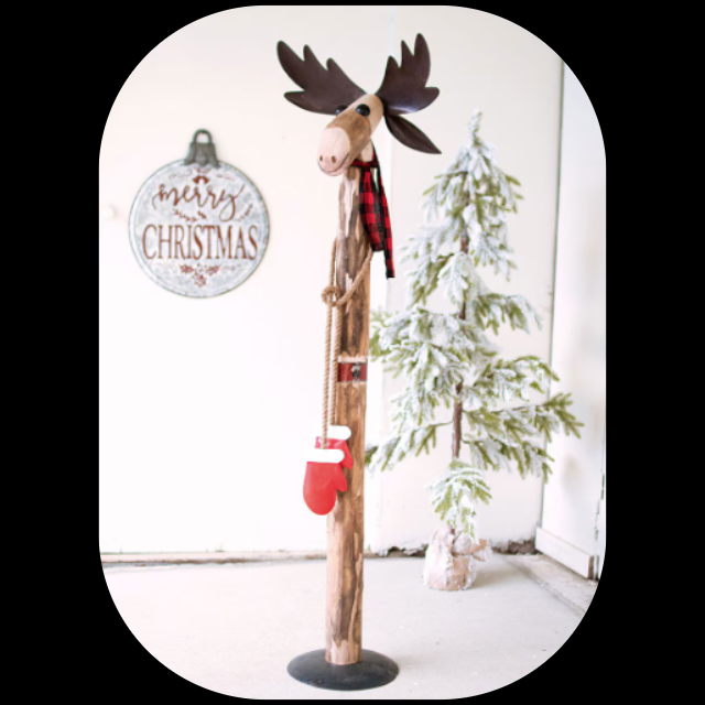 Recycled Wood and Iron Moose