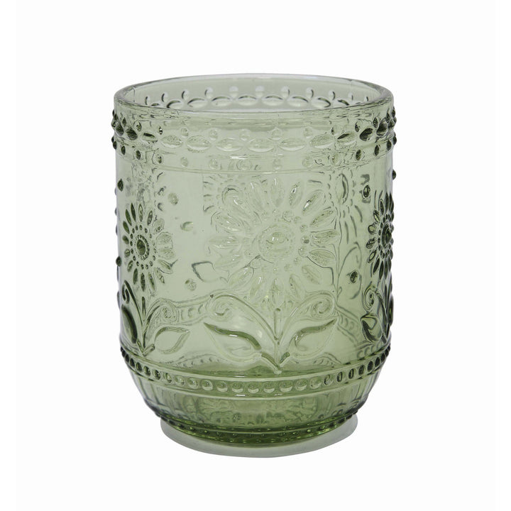 Embossed Drinking Glass - Green