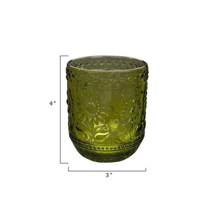 Embossed Drinking Glass - Green