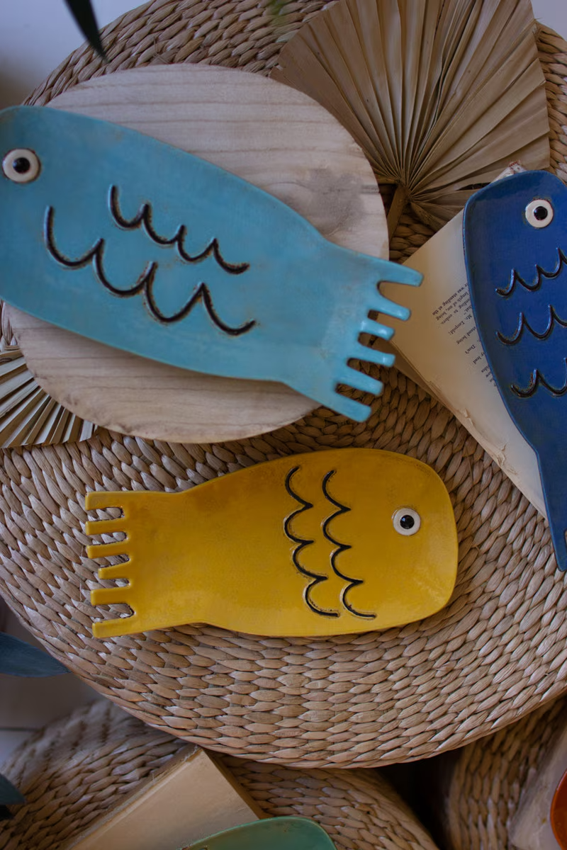 Set of 6 Ceramic Fish Plates