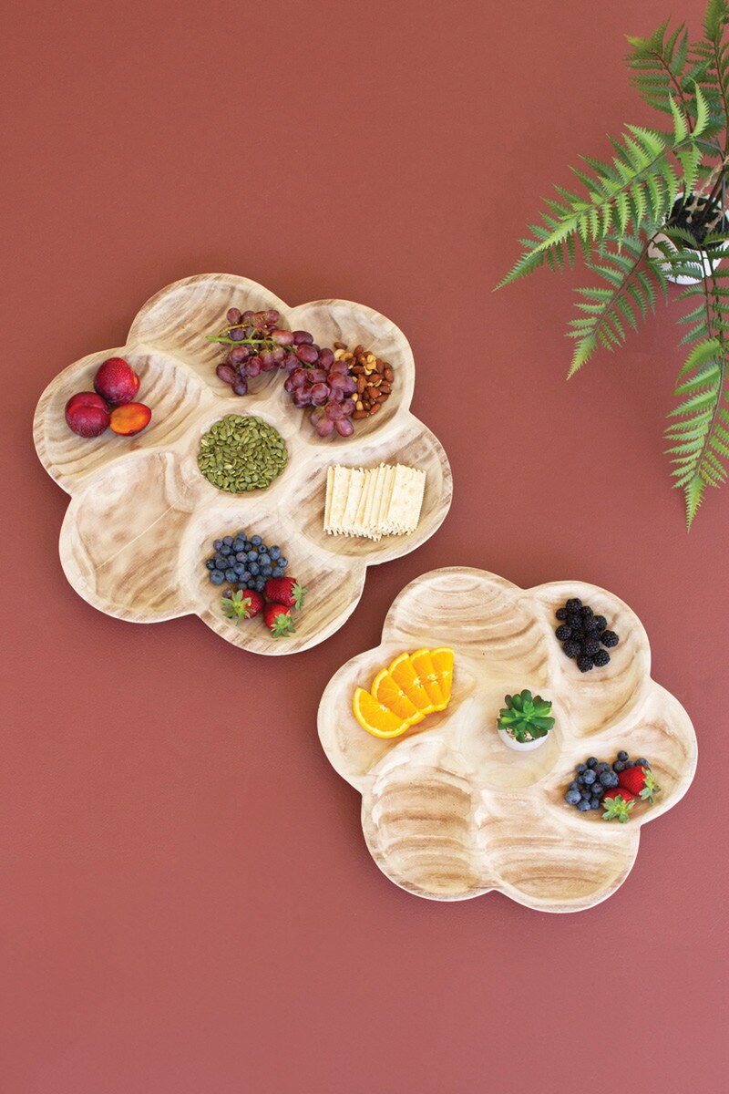 Carved Wood Petal Platter