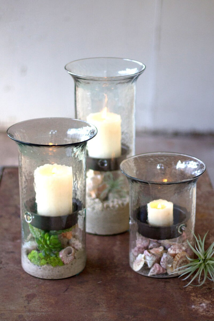 Original Glass Candle Cylinder with Rustic Insert \ Large