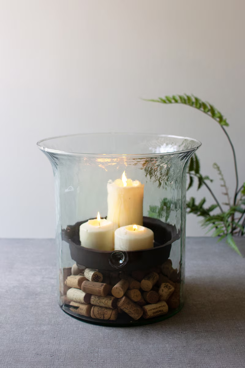 Giant Glass Candle Cylinder with Rustic Insert