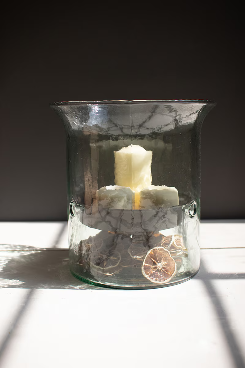 Giant Glass Candle Cylinder with Rustic Insert