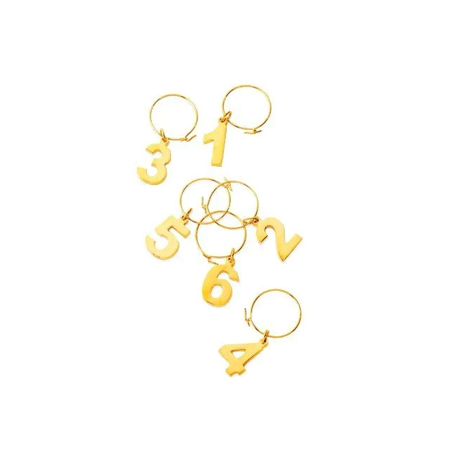 Gold Plated Numbers Wine Charms
